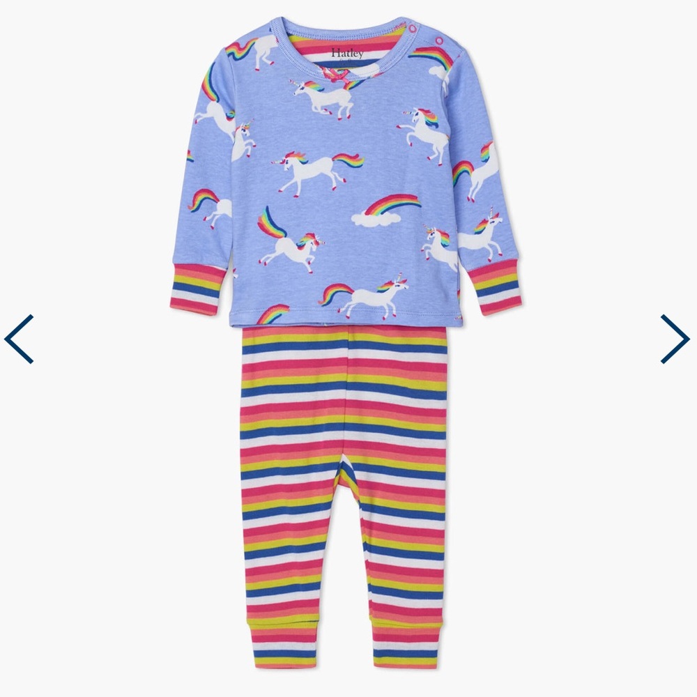HATLEY | Rainbow Unicorns Organic Cotton Baby Pajama Set | SIZE 6-9mo